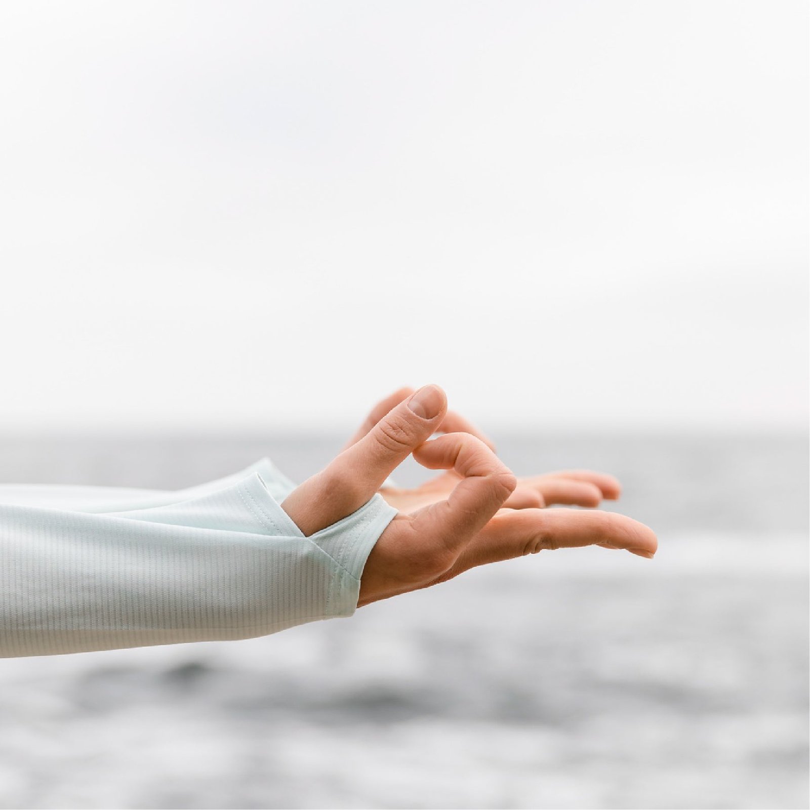 Hand in a calm meditation pose