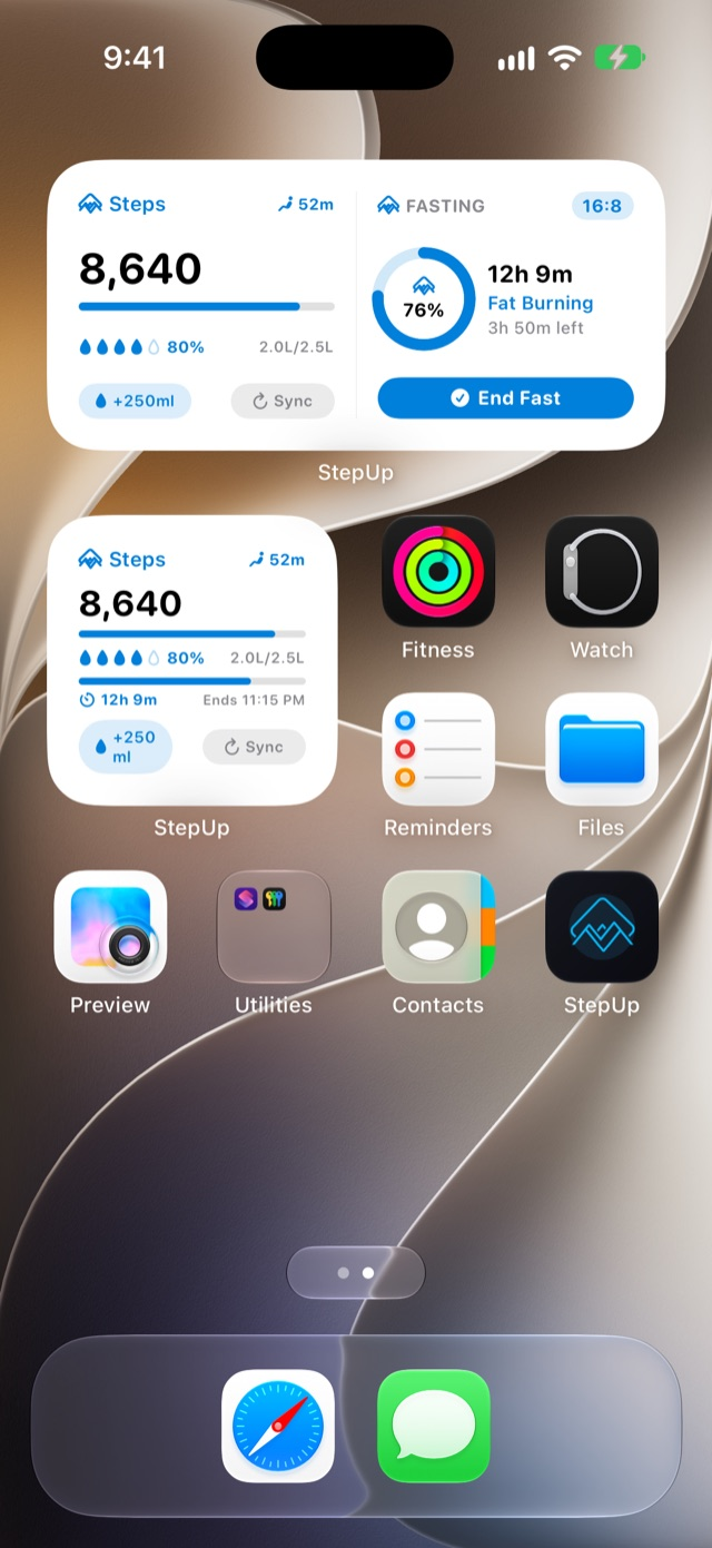 Vitablizz home screen widgets